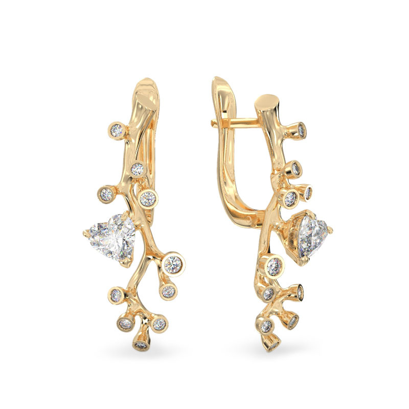 Tree Branch Earrings from Yellow Gold