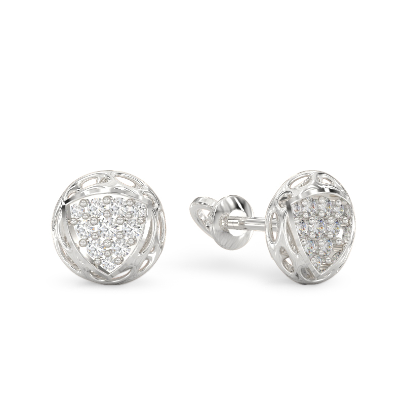 Trillion Form White Gold Earrings