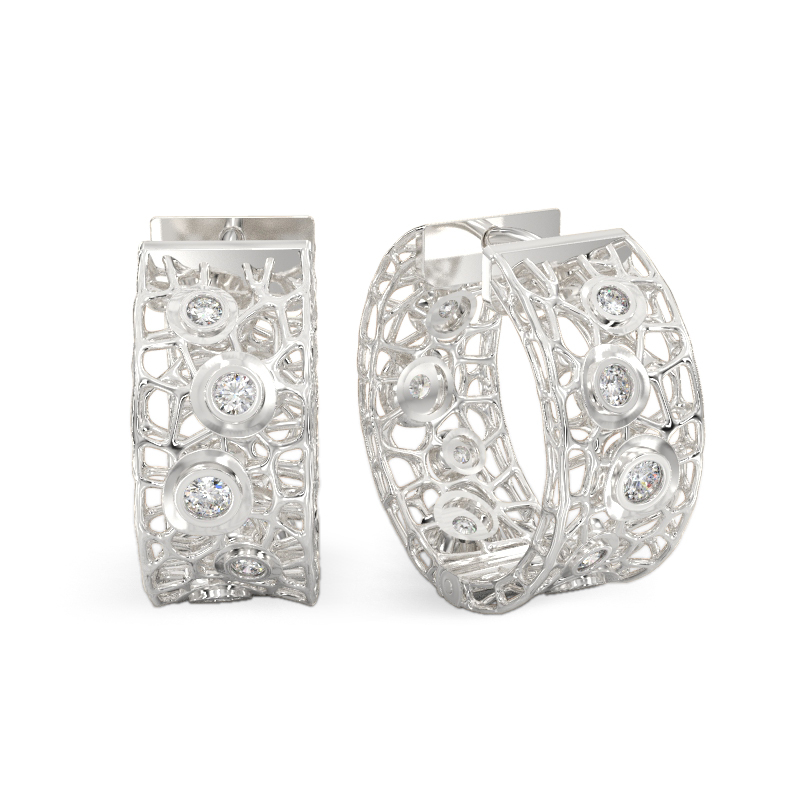 Coral Bubbles Earrings With Stones From White Gold