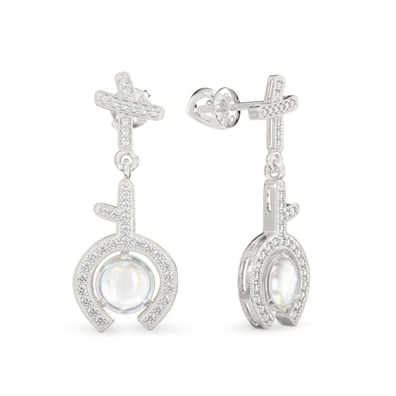 White Gold Earrings With Horseshoe