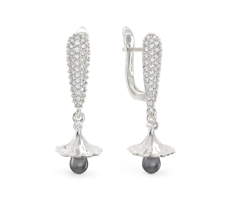 White Gold Elegant Bell-Flower Earrings